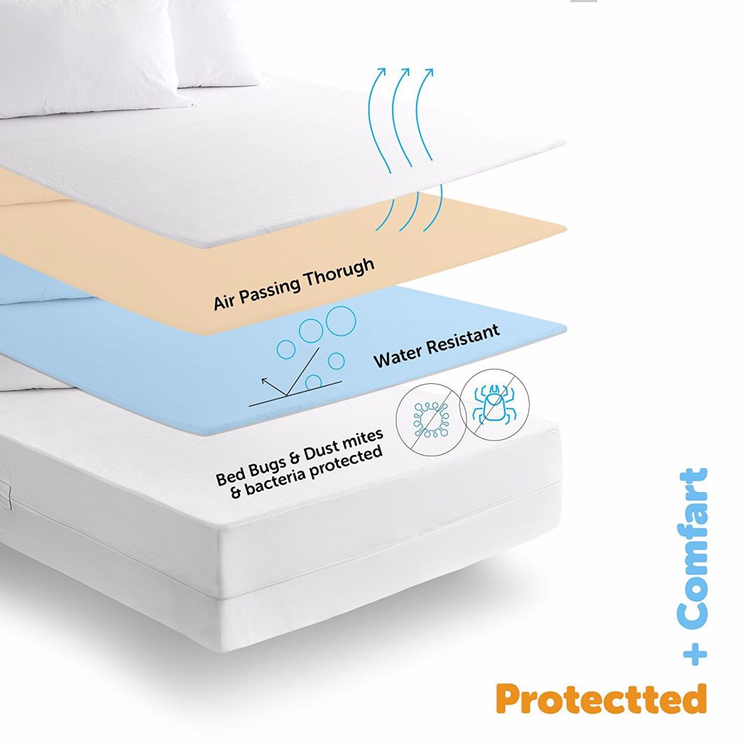 光滑聚酯防水床垫保护套